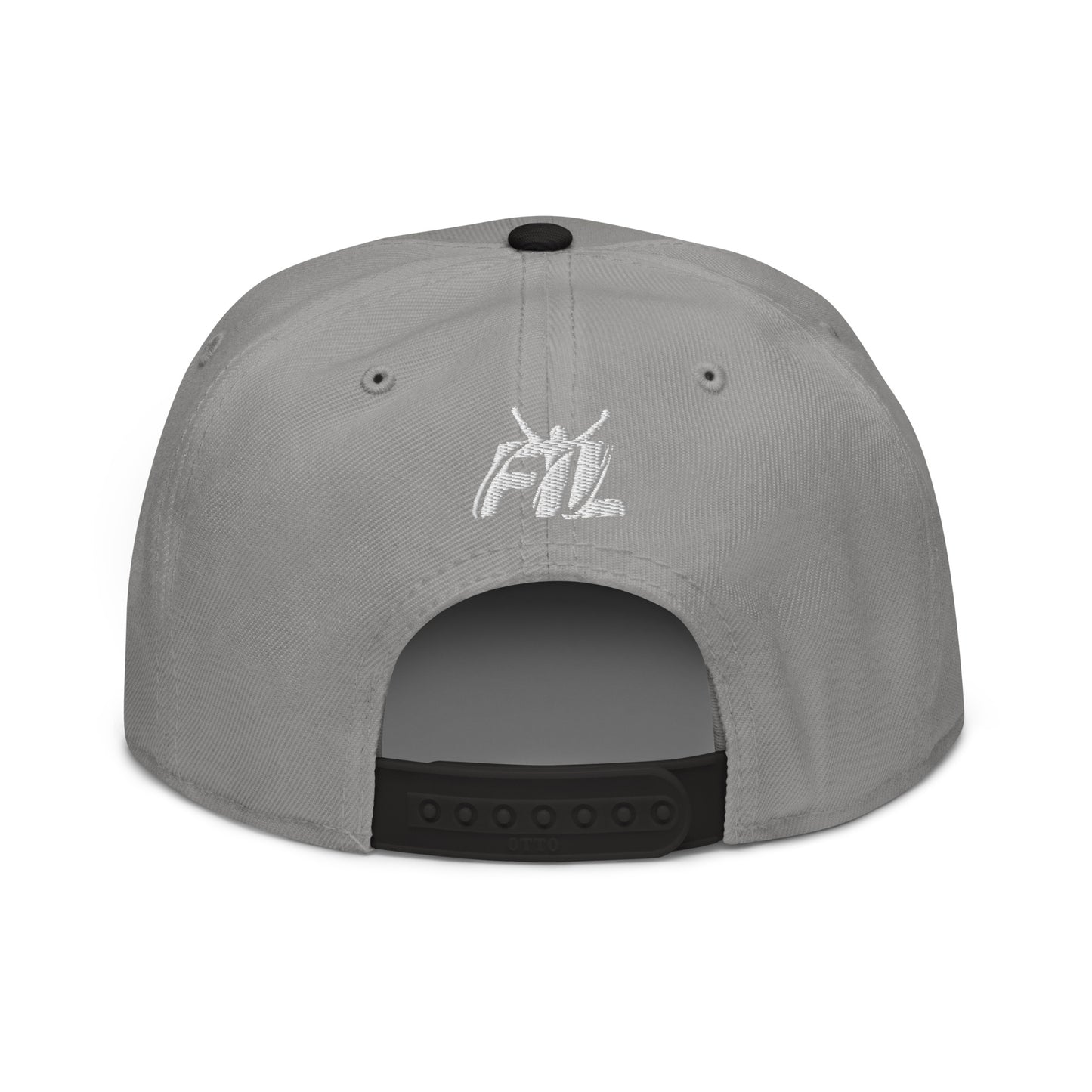 FYL Elevate Snapback Hat w/ white male logo in back.