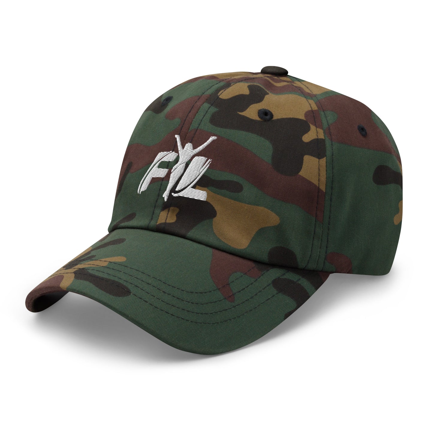 Women's FYL Dad hat w/ white logo on front & back (embroidered)