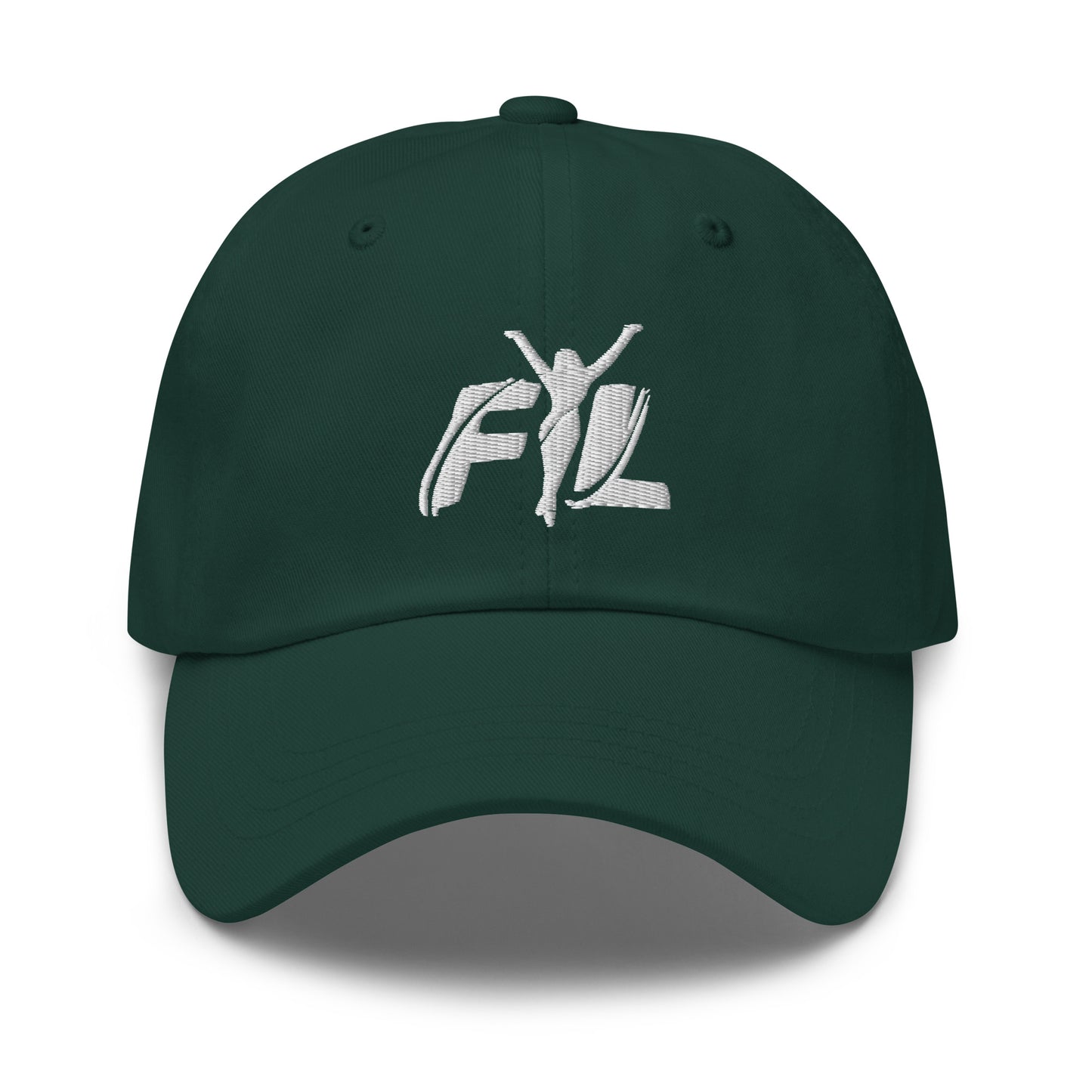 Women's FYL Dad hat w/ white logo on front & back (embroidered)