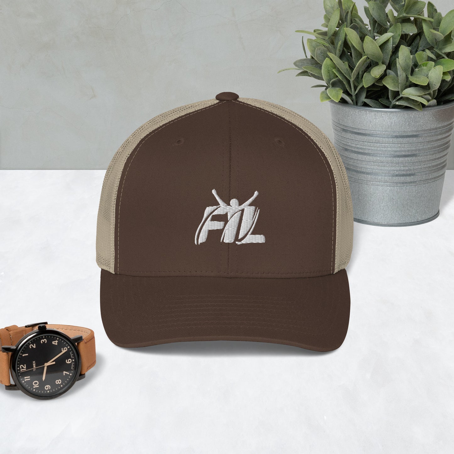 Men's FYL Trucker Cap w/ white male logo (embroidered)