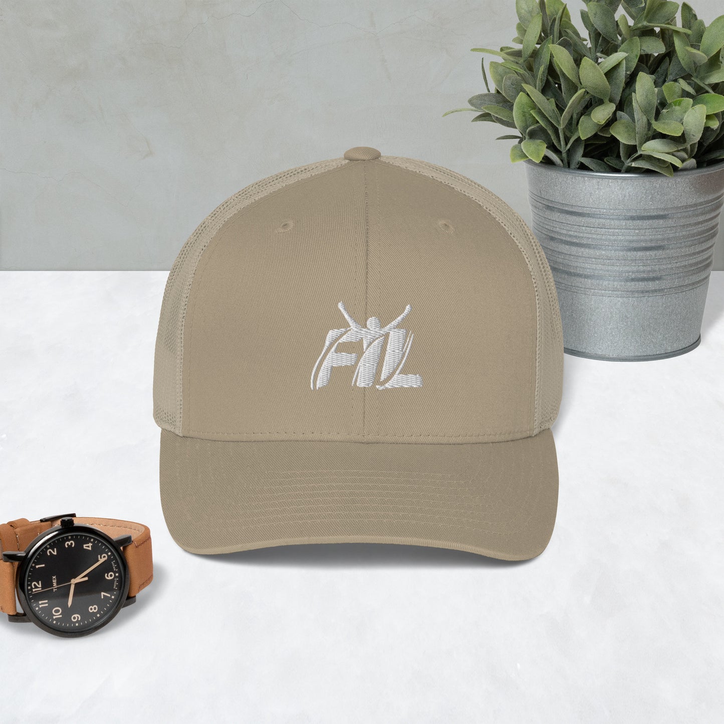 Men's FYL Trucker Cap w/ white male logo (embroidered)