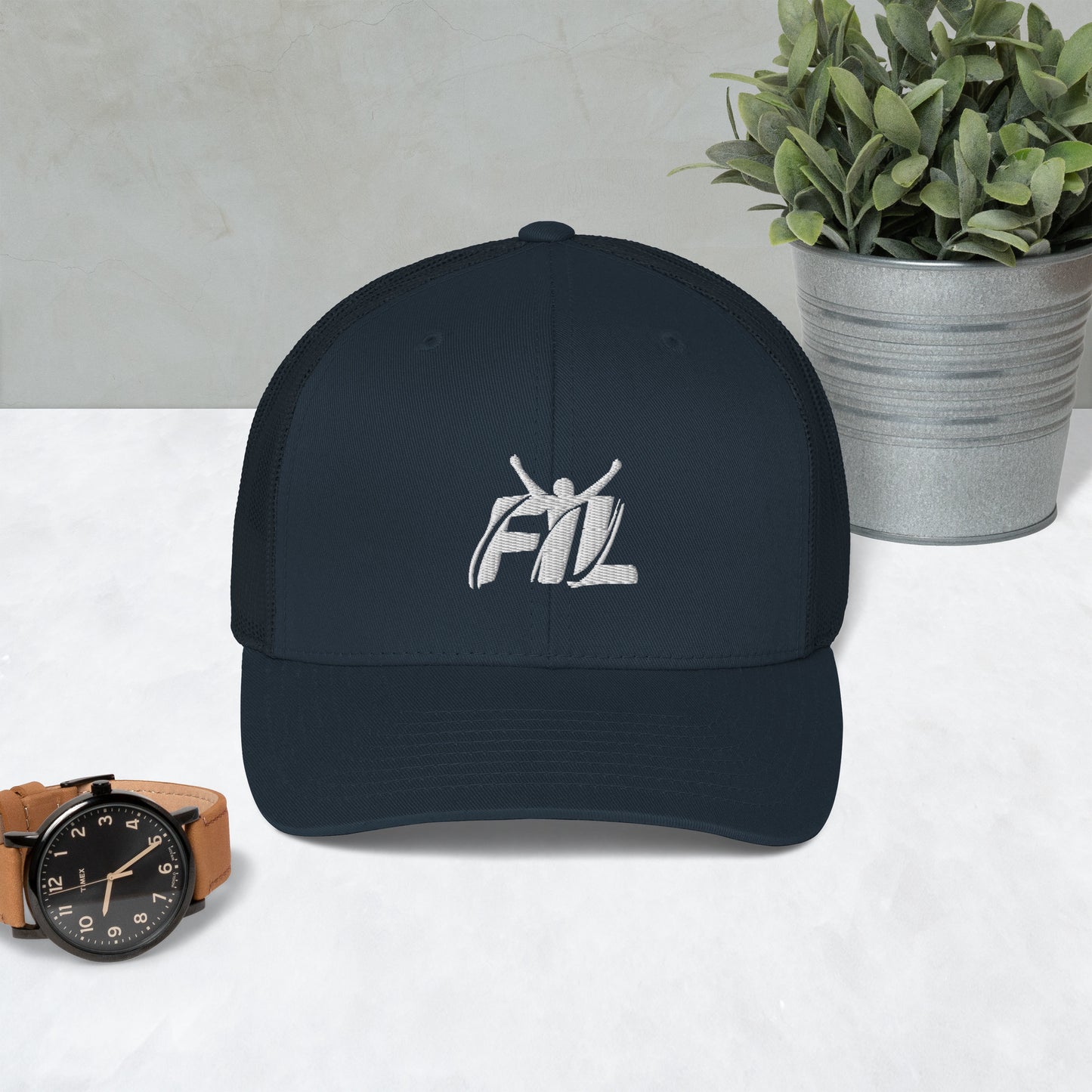 Men's FYL Trucker Cap w/ white male logo (embroidered)