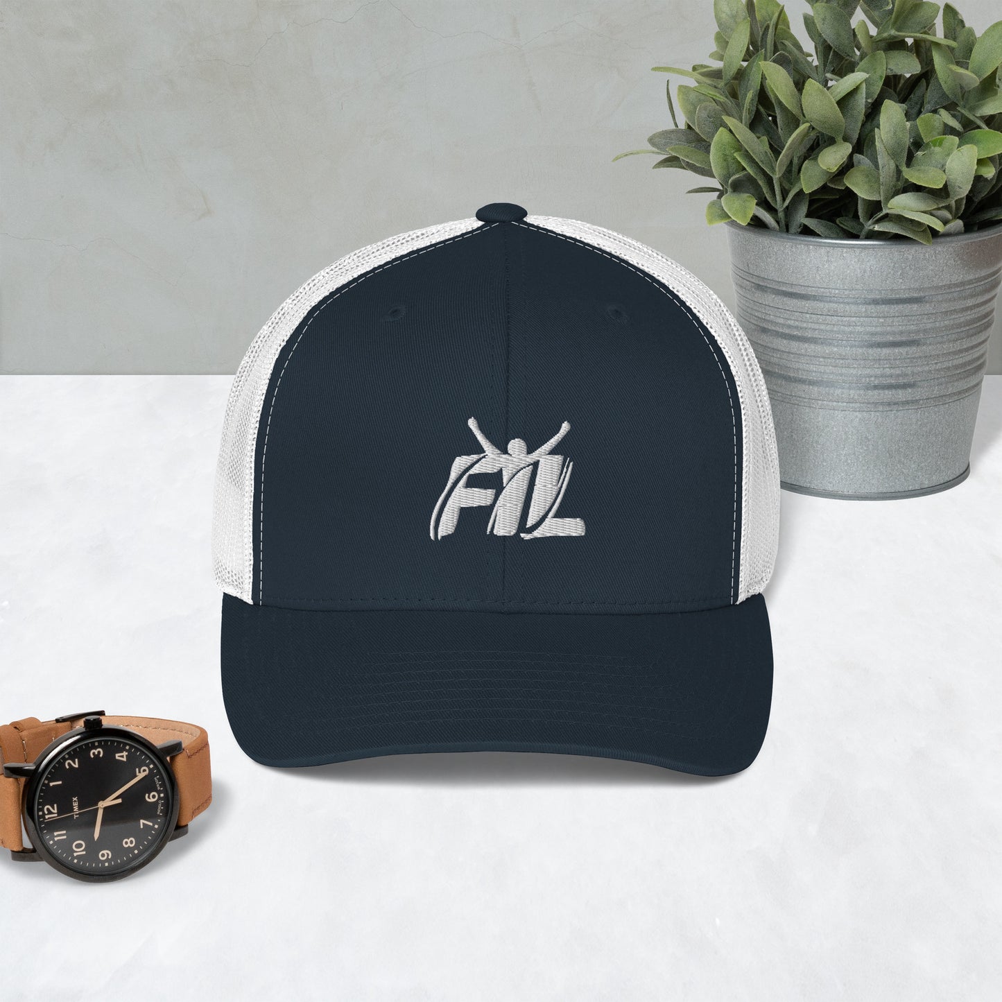 Men's FYL Trucker Cap w/ white male logo (embroidered)
