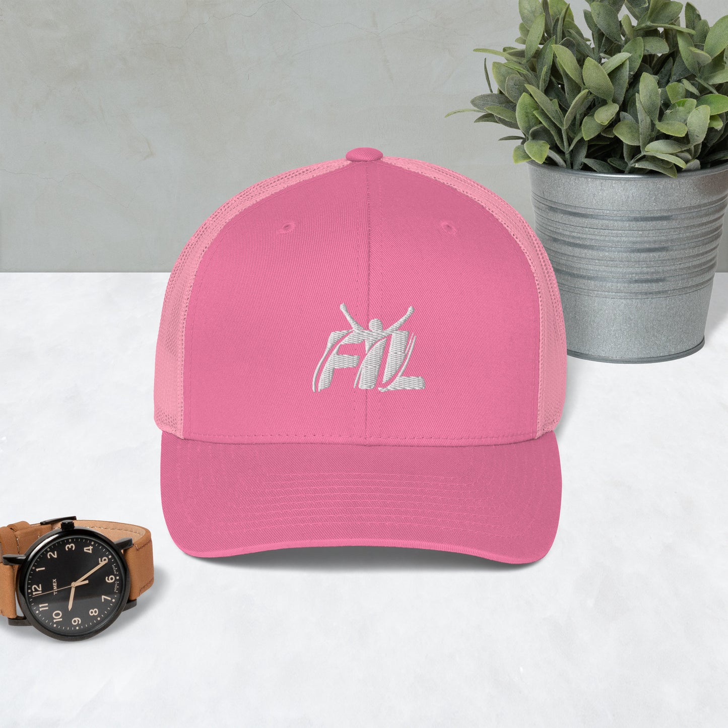 Men's FYL Trucker Cap w/ white male logo (embroidered)