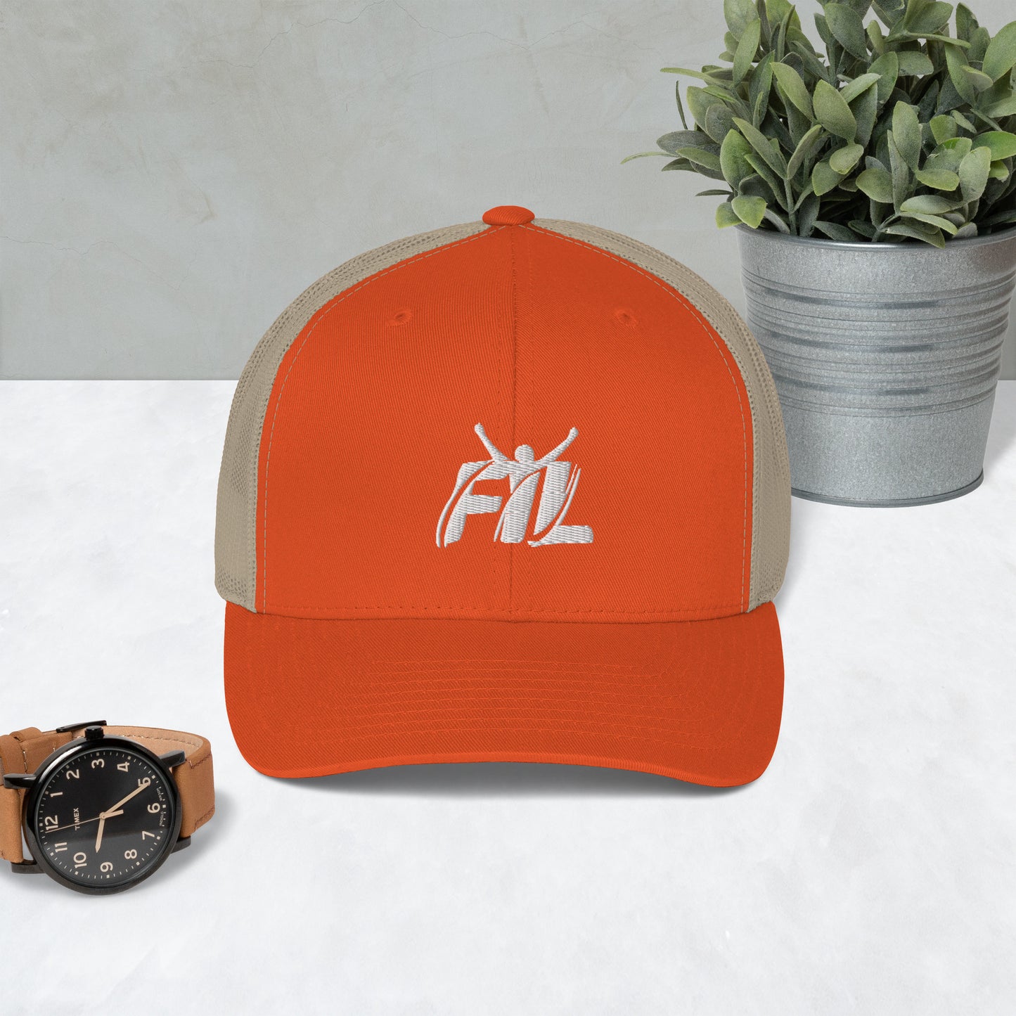 Men's FYL Trucker Cap w/ white male logo (embroidered)